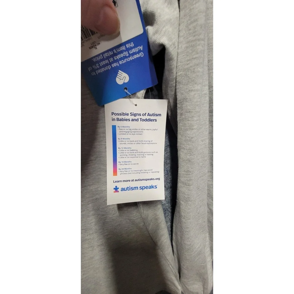 Autism Speaks Love Needs No Words Unisex‎ Long Sleeve Gary Blackground Size XL
